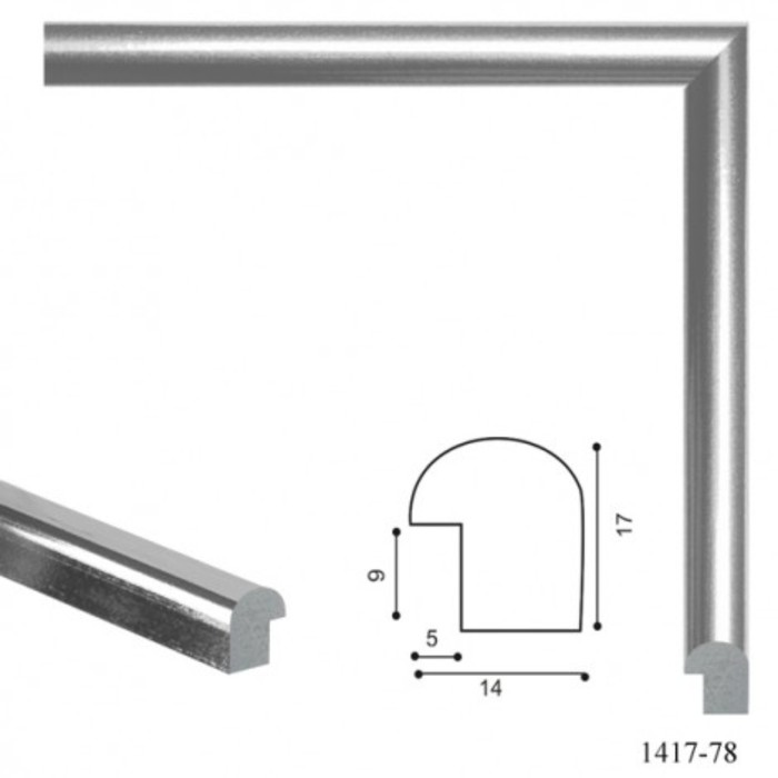 Багет пластиковый 14мм*17мм*2.9м (Ш*В*Д) 1417-78-Z серебрянный металлик