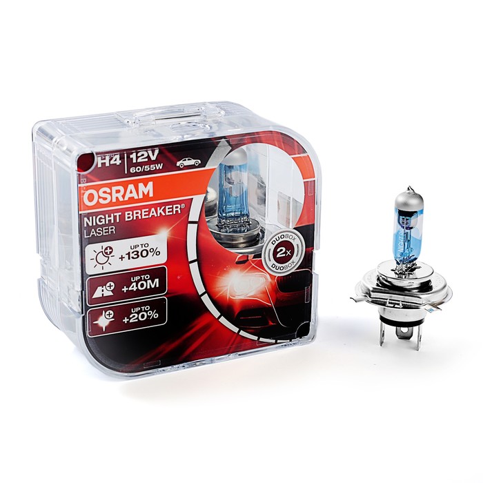 Автолампа OSRAM NIGHT BREAKER LASER + 130%, H4, 12 В, 60/55 Вт, 64193NBL_HCB