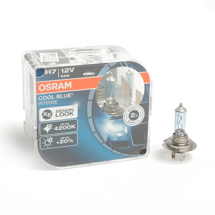 Автолампа OSRAM COOL BLUE intense, H7 (PX26d), 12 В, 55 Вт, 64210CBI_DuoBox, 2 шт.