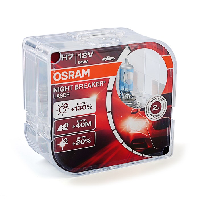 Автолампа OSRAM NIGHT BREAKER LASER + 130%, H7 (PX26d), 12 В, 55 Вт, 64210NBL_HCB, 2 шт.