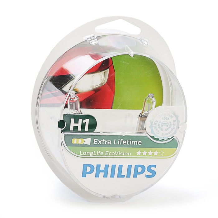 Автолампа PHILIPS Long Life Eco, H1 (P14.5s), 12 В, 55 Вт., 12258 LLECO S2, 2 шт.