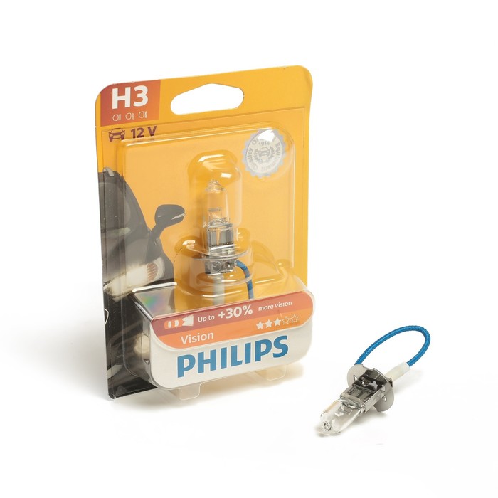 Автолампа PHILIPS Vision +30%, H3 (PK22s), 12В, 55 Вт, блистер 12336 PR B1   Уценка