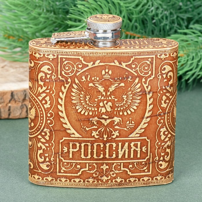 Фляжка из бересты &quot;Россия&quot;, 180 мл