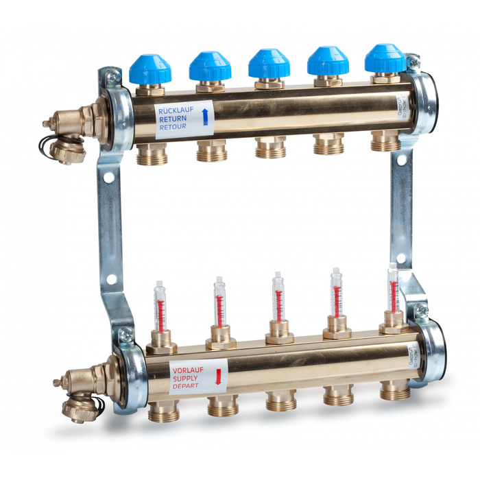 Коллектор Watts HKV/T-6 1&quot;х3/4&quot; 6 вых, для теплых полов, латунь