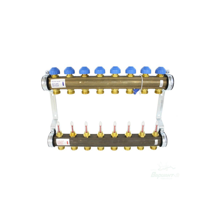 Коллектор Watts HKV/T-8 1&quot;х3/4&quot; 8 вых, для теплых полов, латунь