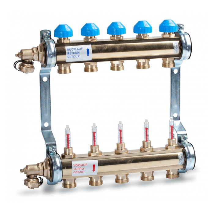 Коллектор Watts HKV/T-9 1&quot;х3/4&quot; 9 вых, для теплых полов, латунь