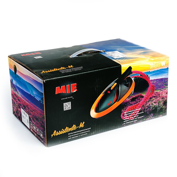 Отпариватель MIE ASSISTENTE-M, ручной, портативный, 1500 Вт, 0.5 л, 80 г/мин, чёрно-оранж. - фото 43666