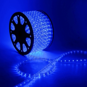 LED шнур 13 мм, круглый, 100 м, фиксинг, 2W-LED/м-36-220V. в компл. набор д/подкл, СИНИЙ