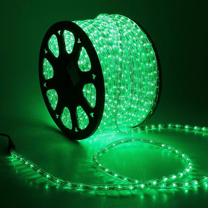 Световой шнур Luazon Lighting 13 мм, IP65, 100 м, 36 LED/м, 220 В, 3W, чейзинг, свечение зелёное - фото 42602