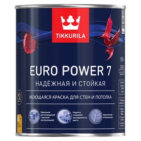 Краска латексная для внутренних работ Тиккурила Евро POWER 7, База С, матовая 0,9л