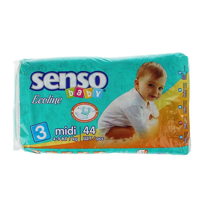 Подгузники Senso Baby Ecoline midi (4-9 кг),  44 шт/уп