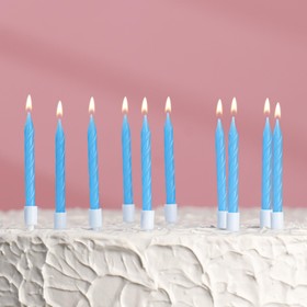 Свечи для торта "Неон", 10 шт, синие, 7 см