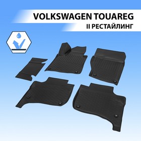 Коврики салона Rival для Volkswagen Touareg II рестайлинг 5-дв. 2014-2018, полиуретан, с крепежом, с перемычкой, 5 шт., 15808002 3540001