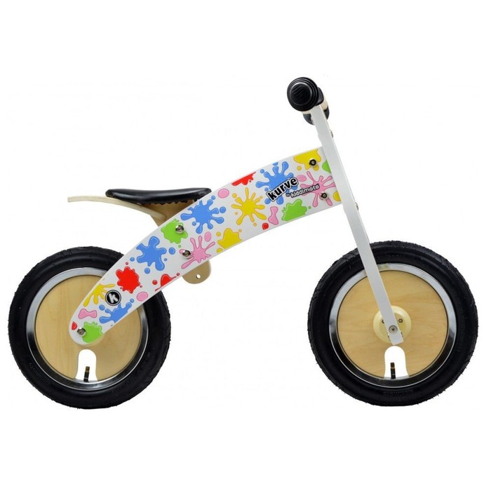 Беговел 12&quot; Kiddimoto Kurve деревянный, цветные кляксы