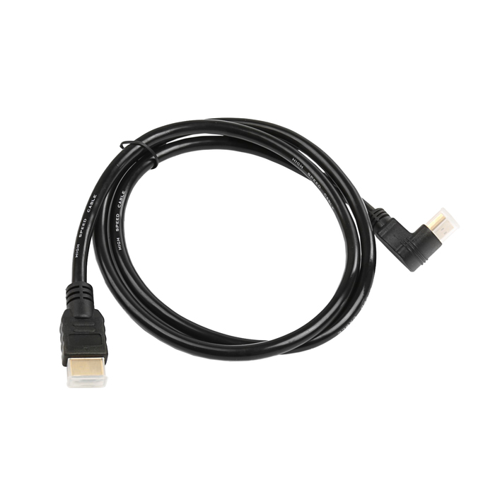 Кабель HDMI - HDMI, 1 м, чёрный, один угловой разъём, оплётка резина