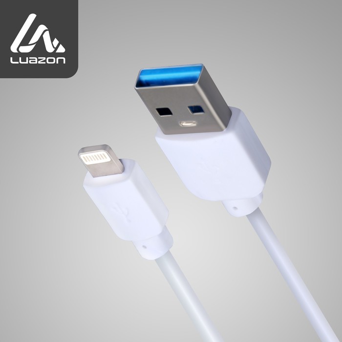 Кабель LuazON, Lightning - USB, 1 А, 1.4 м, белый