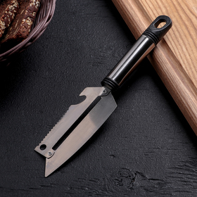 Шинковка, нож для нарезки, открывалка Доляна «Помощник», 3 в 1, 19,5 см (лезвие 9,8 см), цвет хромированный, чёрный