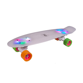 Скейтборд Hudora Skateboard Retro Rainglow, цвет белый с подсветкой