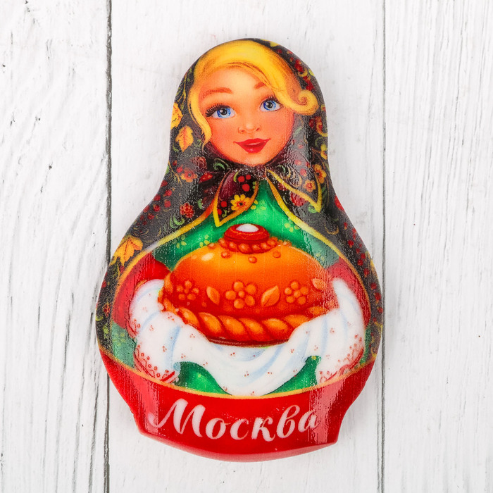 Магнит в форме матрешки «Москва», хохлома