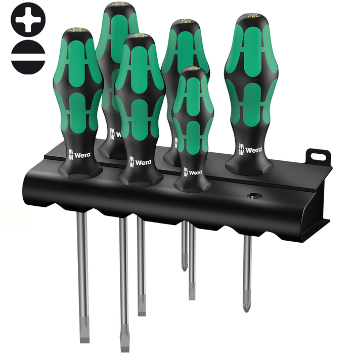 Набор отверток WERA Kraftform Plus Lasertip 334/6 Rack, SL, PH, 6 шт.