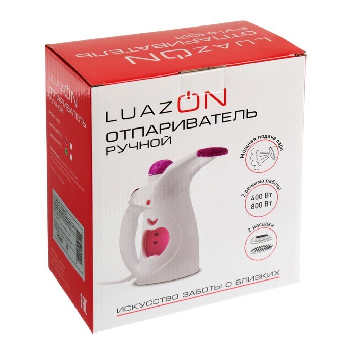 Отпариватель ручной LuazON LO-06, 2 режима, 400/800 Вт, провод 1,5 м, розовые вставки - фото 38777