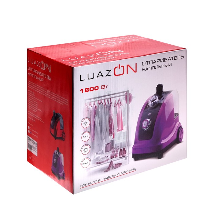 Отпариватель Luazon LO-07, напольный, 1800 Вт, 1.4 л, 46 г/мин., 12 режимов, фиолетовый - фото 46843