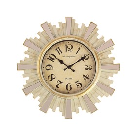 Часы настенные, серия: Интерьер, "Лучики Солнца", круглые, с зеркалом, бежевые, d=30 см