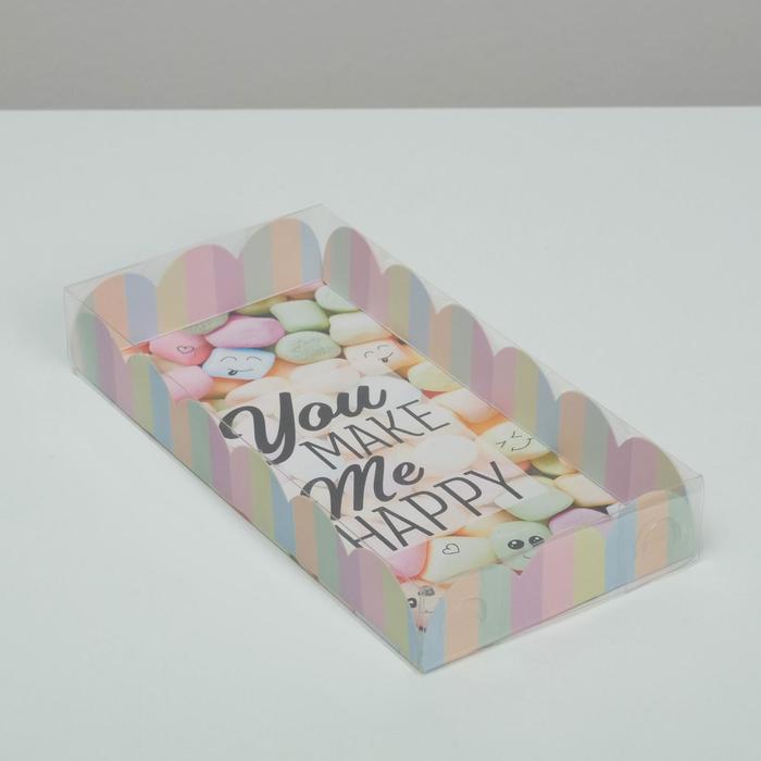 Коробка для кондитерских изделий с PVC крышкой You make me happy, 12 × 21 × 3 см