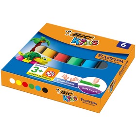 Пластилин 6 цветов, 60 г, BIC Kids Plastelina, детский, мягкий, в картонной упаковке 3526765