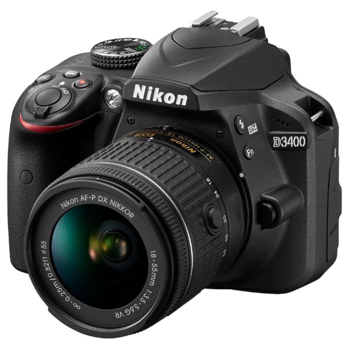 Зеркальный Фотоаппарат Nikon D3400, 24.2 Mpix, 18-55 мм, 1080 p, с объективом,  черный