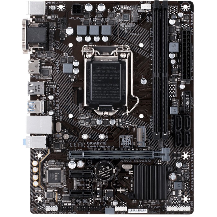 Материнская плата Gigabyte GA-H110M-M.2, Soc-1151, Intel H110, 2xDDR4, mATX, Ret