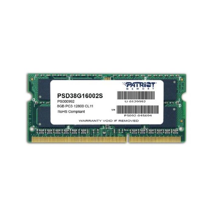 Память DDR3 8Gb 1600MHz Patriot PSD38G16002S RTL PC3-12800 CL11 SO-DIMM 204-pin 1.5В