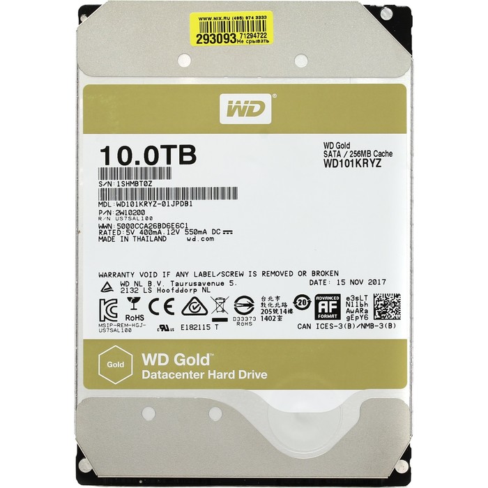 Жесткий диск WD Gold 10Tb (WD101KRYZ) SATA-III