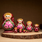 Матрёшка «Цветочки», розовое платье, 10 кукольная, 12-14 см - фото 370360