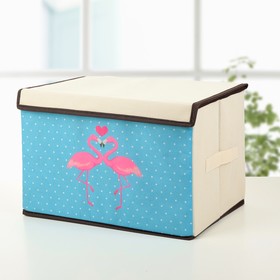 Короб для хранения с крышкой «Фламинго», 39×25×25 см, цвет бежевый