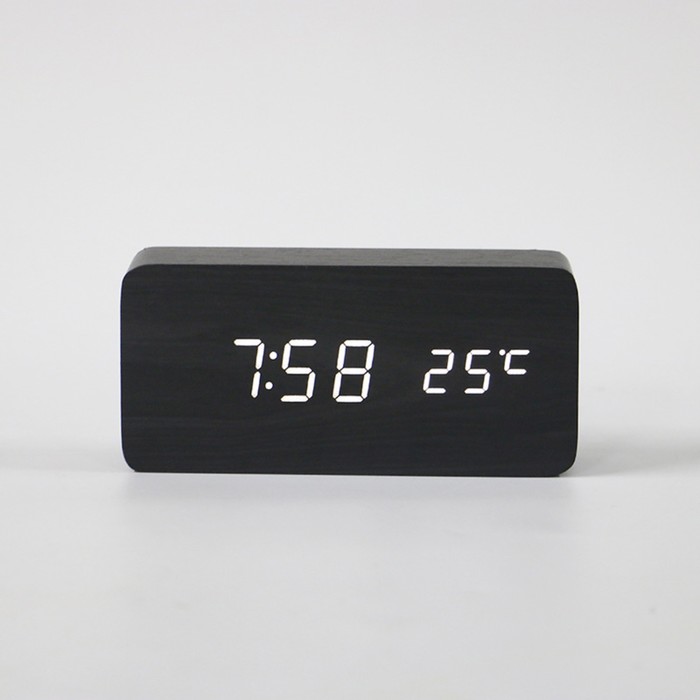 Часы электронные "Кержан" с термометром, настольные, белые цифры, 15х7 см