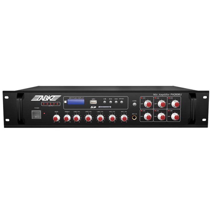 Микшер-усилитель ABK PA-2606U  MP3-плеер, FM-тюнер; 60 Вт