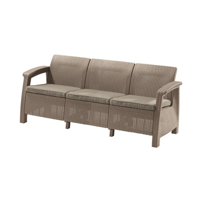 Диван Corfu Love Seat Max, 3-местный, 180 х 70 х 80 см, искусственный ротанг, цвет капучино