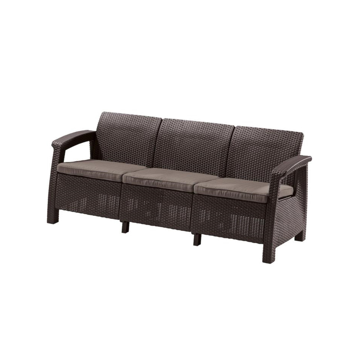 Диван Corfu Love Seat Max, 3-местный, 180 х 70 х 80 см, искусственный ротанг, коричневый