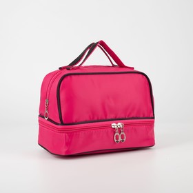 Cosmetic bag, 2 Department zip, color raspberry