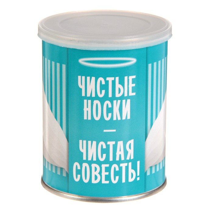 Носки в консервной банке &quot;Чистые носки - чистая совесть&quot; (носки мужские, цвет черный)