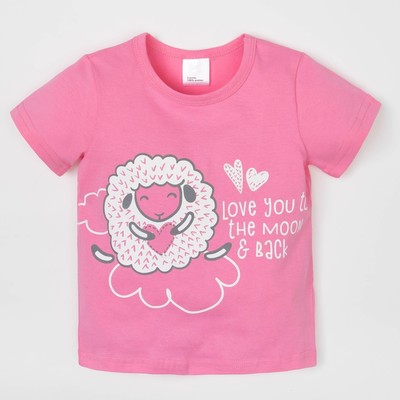 Girl's t-shirt "Lamb", pink, R. 30 (98-104 cm) 3-4 years 100% cotton