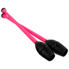 Булавы вставляющиеся для гимнастики (пластик, каучук) 36 см, цвет розовый/чёрный - фото 4396162