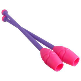Булавы вставляющиеся для гимнастики (пластик, каучук) 36 см, цвет фиолетовый/розовый