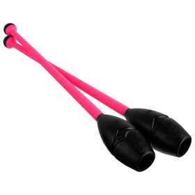 Булавы вставляющиеся для гимнастики (пластик, каучук) 41 см, цвет розовый/чёрный