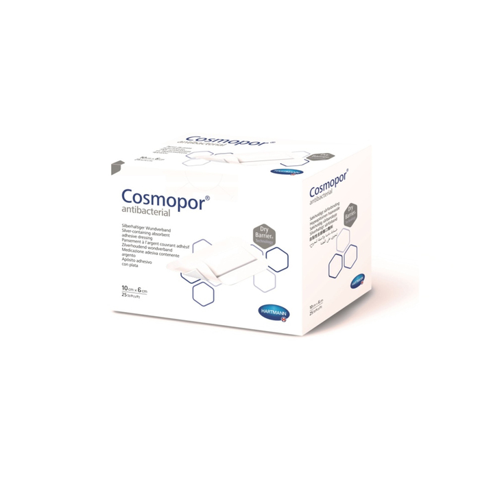 Самоклеящиеся серебросодержащие повязки COSMOPOR Antibacterial 10х6 см, 25 шт