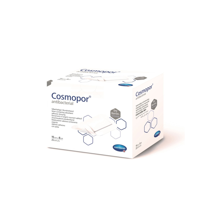 Самоклеящиеся серебросодержащие повязки COSMOPOR Antibacterial 15х8 см, 25 шт