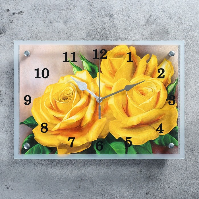 Часы настенные, серия: Цветы, "Розы", 25х35  см, микс