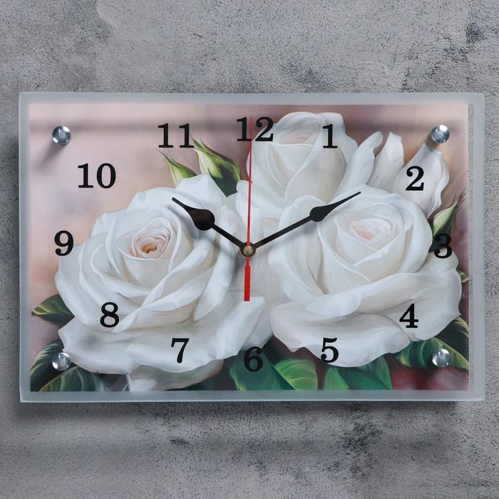 Часы настенные, серия: Цветы, "Розы", 20х30 см