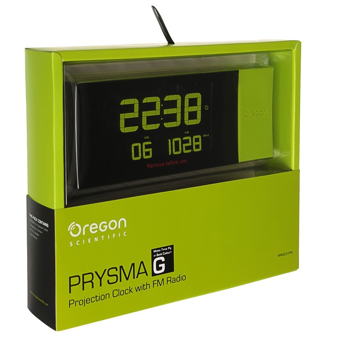 Метеостанция Oregon Scientific RRM222PN, проекция, FM-радио, радио-датчик, зеленый